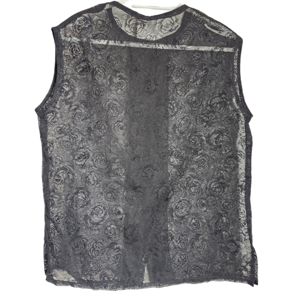 Vintage Black Floral Lace Button Up Vest - Picture 2 of 4